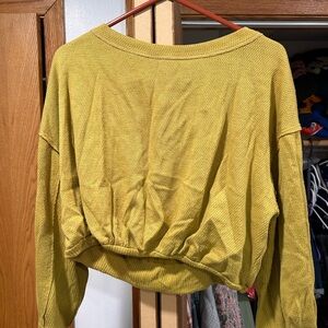 We The Free Yellow Green Boxy Crop Hoodie